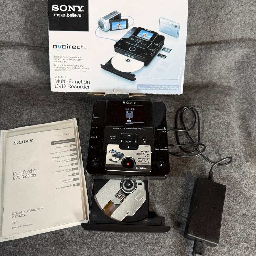 Sony VRD-MC6 DVDirect DVD Recorder Powers On Tray‎ Opens – For Parts or Repair